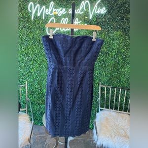 J. Crew Strapless Lace/embroidered eyelet strapless dress